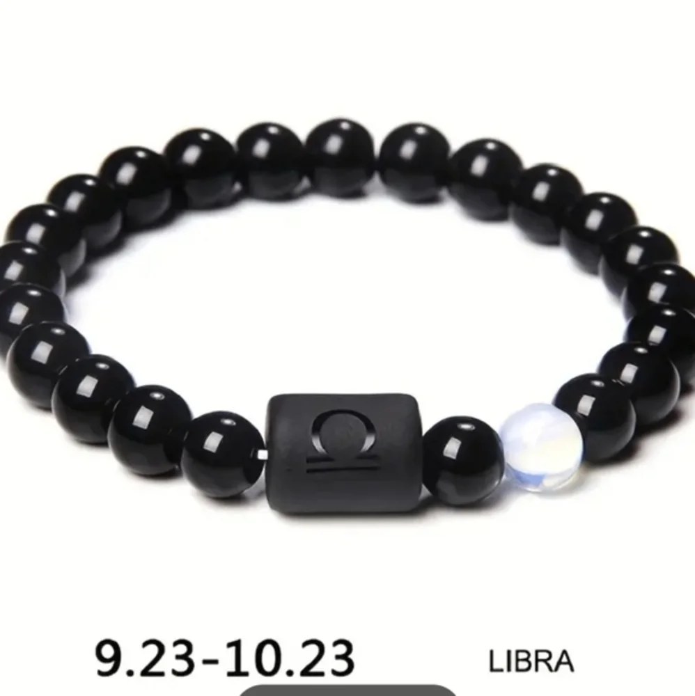 Libra ♎️ Zodiac Black Stone Bracelet‎